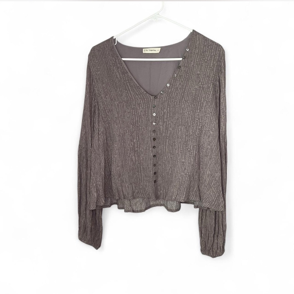 Together Charcoal Button-Up Blouse